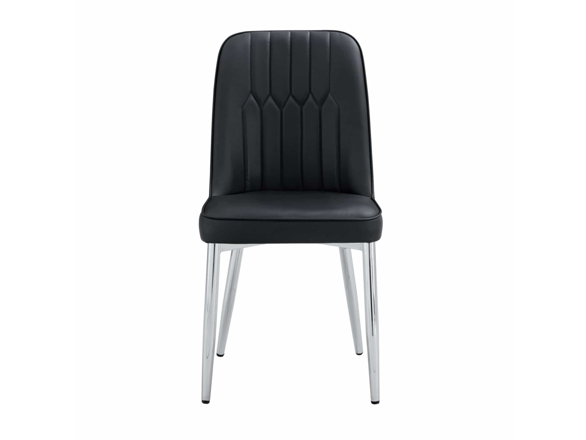 Sillas De Comedor (2 Unidades) - Diseño Moderno Y Minimalista, Asiento Ancho, Respaldo Y Patas Metálicas Plateadas - Negro Y Plateado