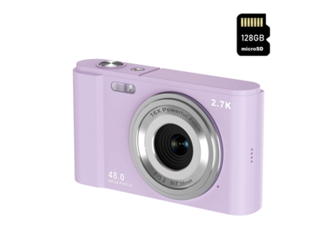 Cámara fotos digital EZII DC302 2.7K 48MP ZOOM 16X Pantalla de 2,8 pulgadas 128GB Regalos para niños estudiantes Violeta
