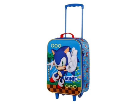 Sega-Sonic Faster Maleta Trolley Soft 3D, Azul KARACTERMANIA