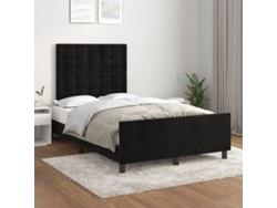 Estructura De Cama Sin Colchón Terciopelo Negro 120x190 Cm