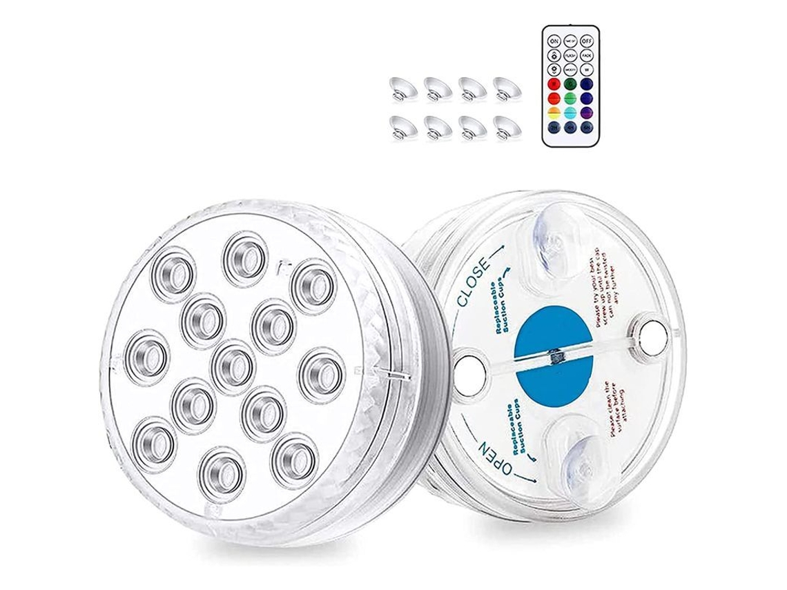 Luz Led Sumergible Impermeable Ip68 Con Control Remoto Para Piscina Bañera Acuario Jardín Decoración (2 Pack)
