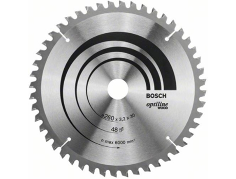 Disco de Sierra Circular BOSCH Optiline Madera 260x30x3.2 mm - 48