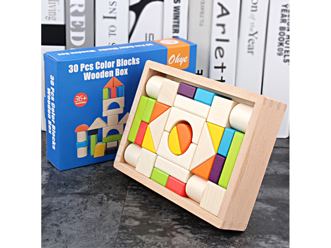 Conjunto De 30 Peças De Madeira Coloridas, Brinquedos Tipo Quebra-cabeça Montessori Para Crianças, Inclui Caixa De Armazenamento.