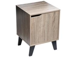 Mesilla de noche natural con puerta contemporánea de madera multicolor Five (34x32x47cm)