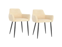 vidaXL Sillas de comedor 2 unidades terciopelo crema