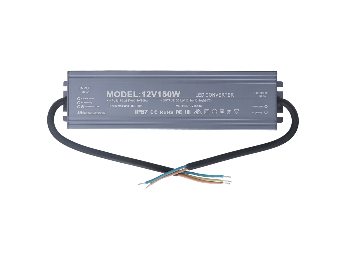 Adaptador Convertidor De Fuente De Alimentación Para Controlador Led, Resistente Al Agua Ip67, De Ca 170-265 V A 12 V 12,5 A