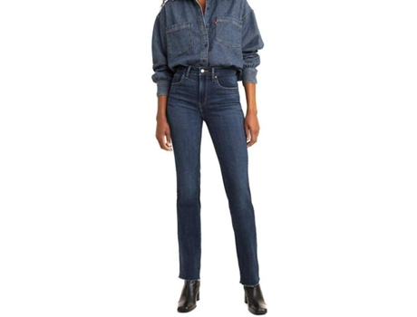 Pantalones Vaqueros LEVIS 724 High Rise Straight Algodón Mujer (W25L30 - Azul)