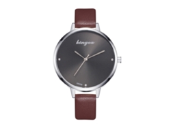 Reloj Analógico Para Mujer Con Disco Brillante Y Correa Informal De Piel Sintética Marrón.