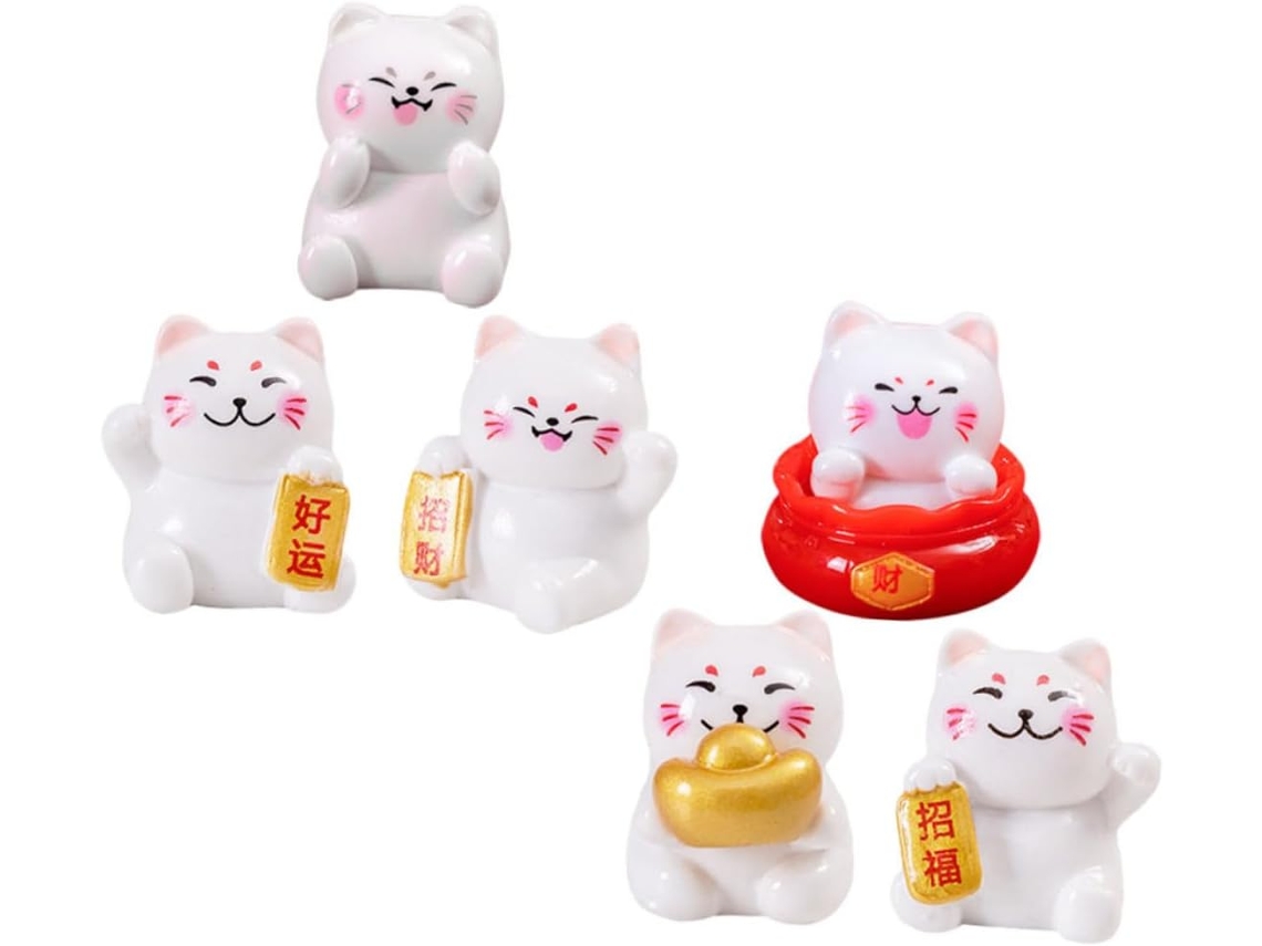 Figuras Miniatura Gatos Japoneses Resina Maciza Adorable Decoración Oficina Hogar Amuleto Suerte Prosperidad