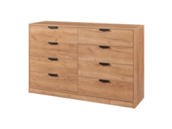 Aparador Varkaus con 8 cajones MDF 90x140x40 cm - Roble [EN.CASA]