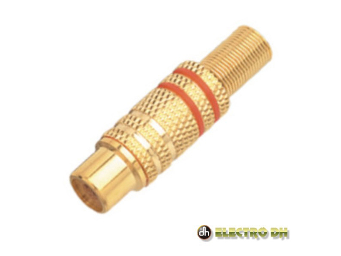 Conector Rca Hembra Con Protector De Cable, Dorado-rojo, Edh