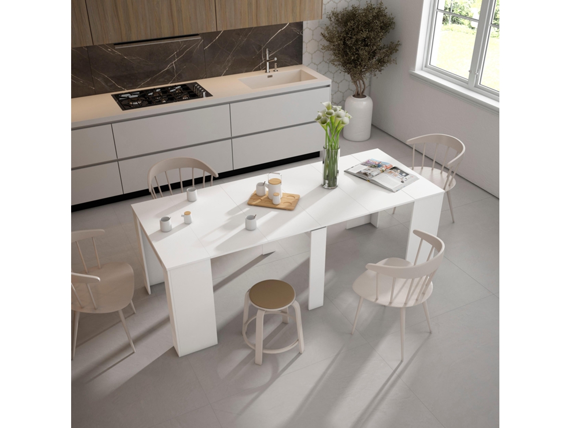 Mesa Consola extensible SKRAUT HOME 220 para 10 comensales Blanco (58x90x77 cm)