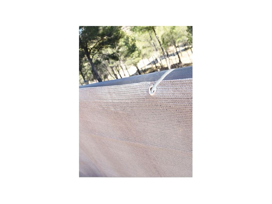 Malla de balcón beige 0,9 x 3 m, ocultación 100 %. Incluye cuerda y ojales