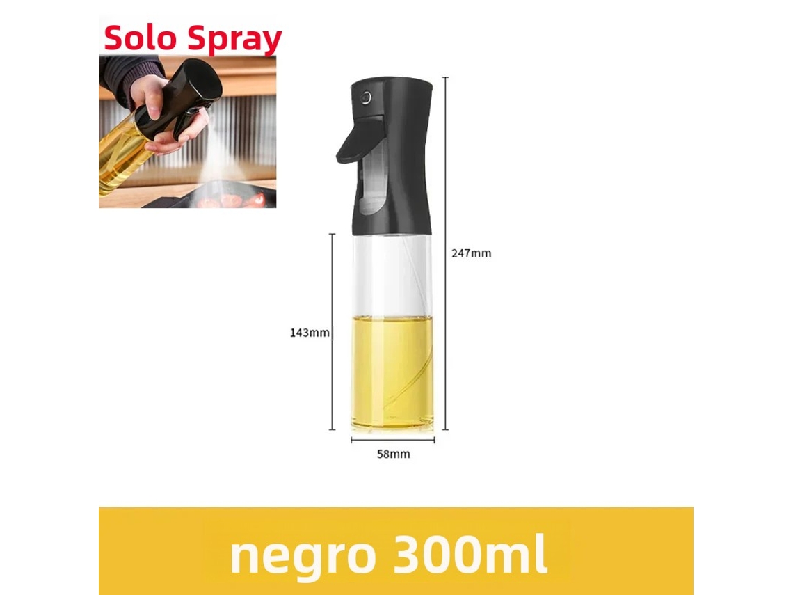 Aceitera en aerosol de plástico, utensilio de cocina ecológico, con dispensador de aceite. Mdug (Estilo B, Negro, 300 ml)