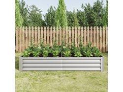 Jardinera metálica elevada, fabricada en chapa de acero resistente, inoxidable y duradera. Base no incluida.