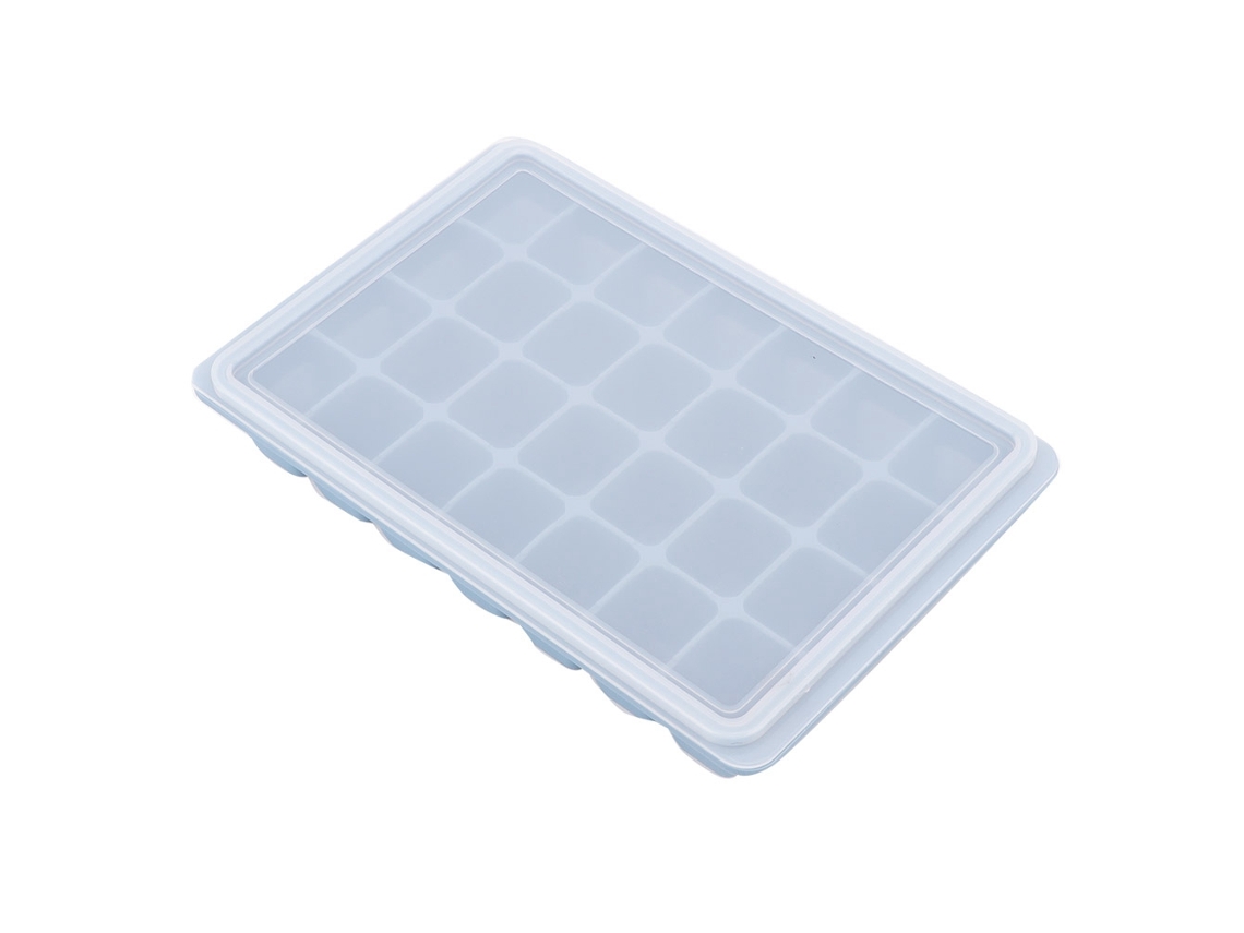 Molde De Silicona Para Hielo Con 28 Compartimentos Y Tapa Para Hornear Pudín De Chocolate Casero - Azul