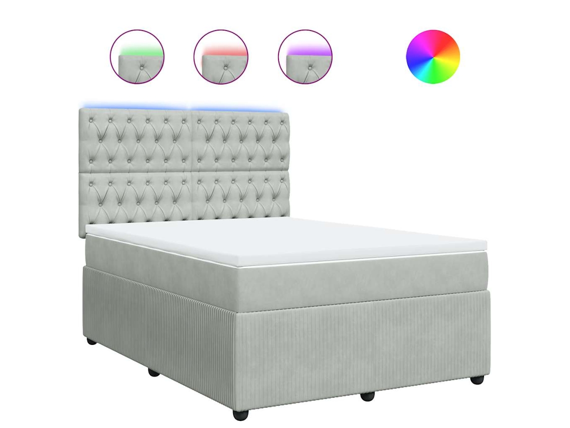 Maison Exclusive - Cama Box Spring Con Colchón Terciopelo Gris Claro 140x200 Cm