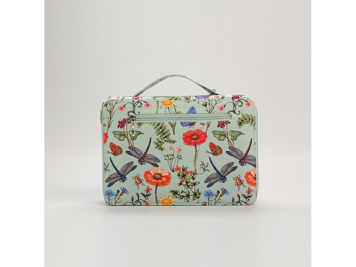 Estuche para 120 lápices, con bolsillo con cremallera para pluma estilográfica o rotuladores de acuarela. Verde*.