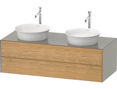 DURAVIT Tulip blanco, mueble de baño colgado en la pared, ancho 1300 x profundidad 550mm, con 2 cajones, con tecnología tip-on, WT4988B