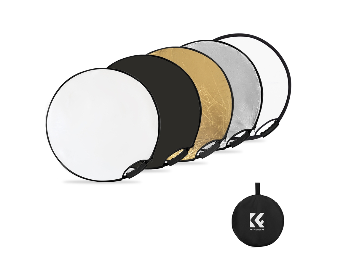 Reflector De Luz Para Fotografía Kf Concept 60cm 5 En 1 Con Bolsa Para Estudio Exterior Producto Retrato Boda