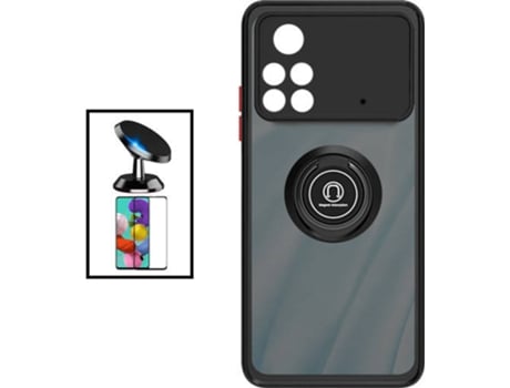 Kit Carcasa Anti Choque Camera Protection + Protector de Pantalla 5D Full Cover + Soporte Magnético de Coche para Xiaomi Poco X4 Pro 5G PHONECARE N...