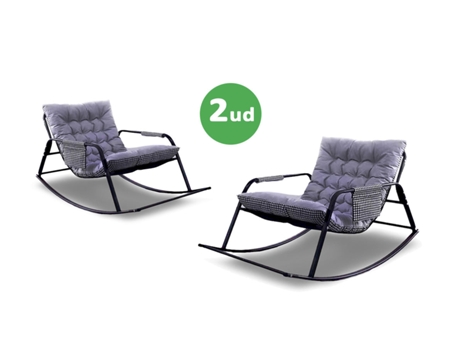 Pack Silla Mecedora Tumbona NW 2ud. Muebles de Dormitorio, Jardin o Terraza, Gris SALDOSYSTOCKS