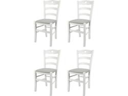 Conjunto de 4 Cadeiras T M C S Cuore 252LBI-NL024 (Branco - 88x43x46 cm - Madeira)