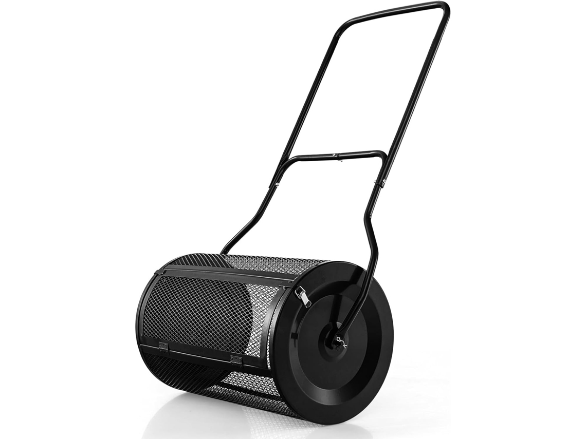 Esparcidor de Compost de 60,5 cm, Esparcidor de Turba con Mango en Forma de U Mejorado, Cierres Laterales COSTWAY