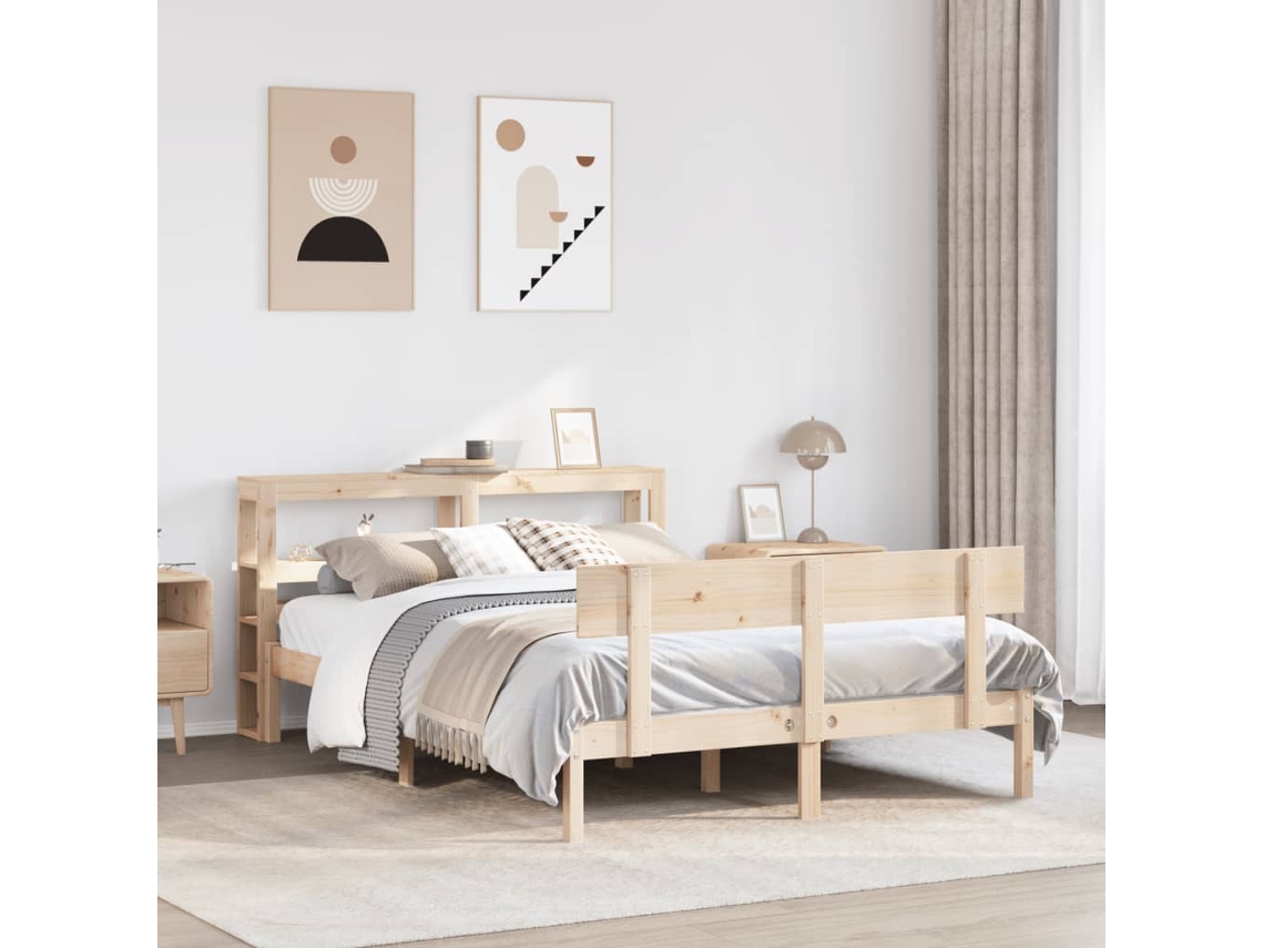 Estructura De Cama Sin Colchón Madera De Pino Maciza 120x200 Cm