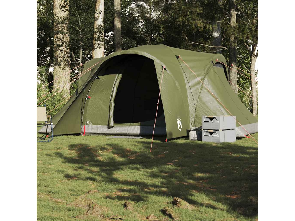 Tienda Campaña Familiar Iglú 6 Personas Impermeable Verde Oliva