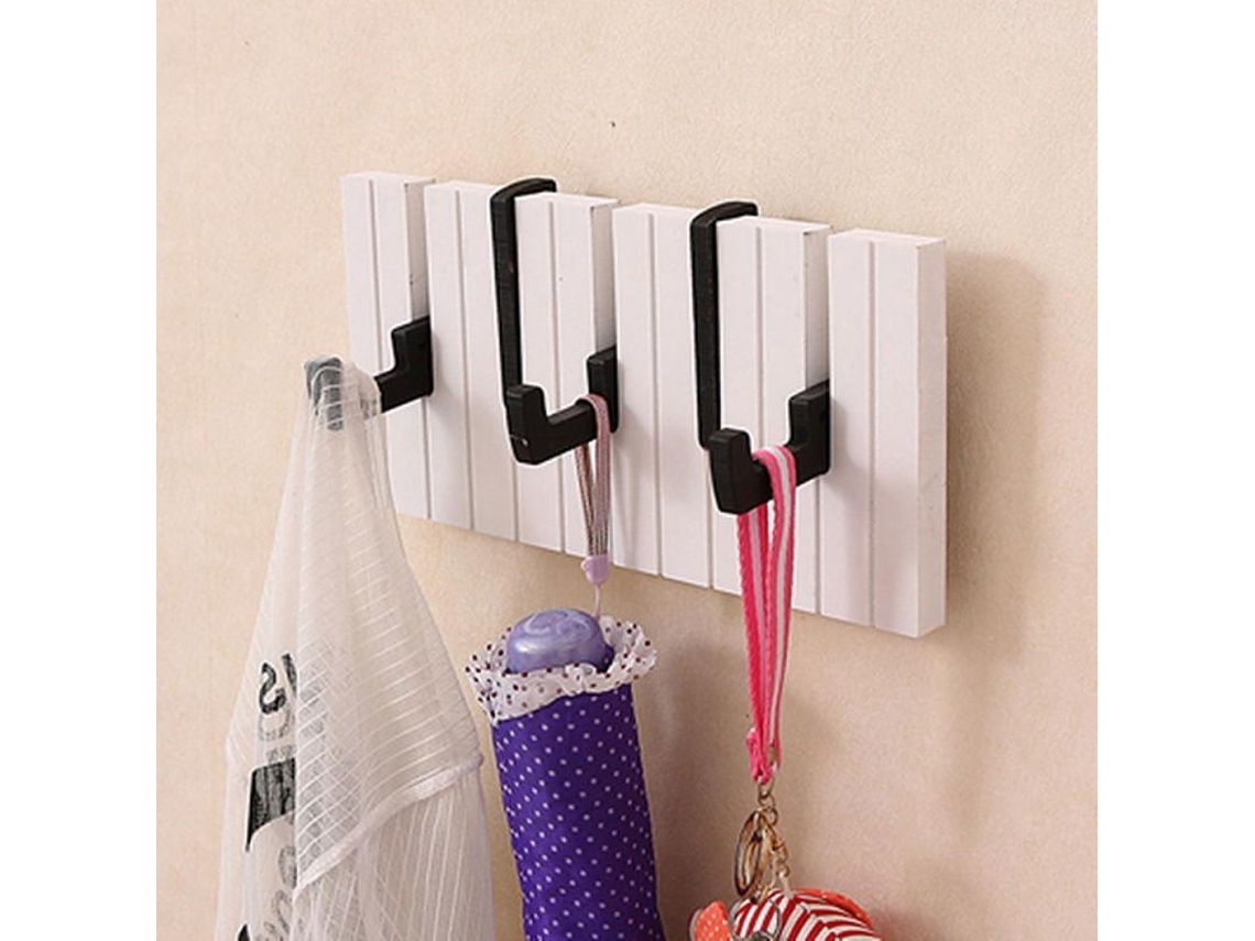 2026-portapares De Madera En Forma De Piano Con Ganchos Pared Decoración Para Sombreros Abrigos 30cm