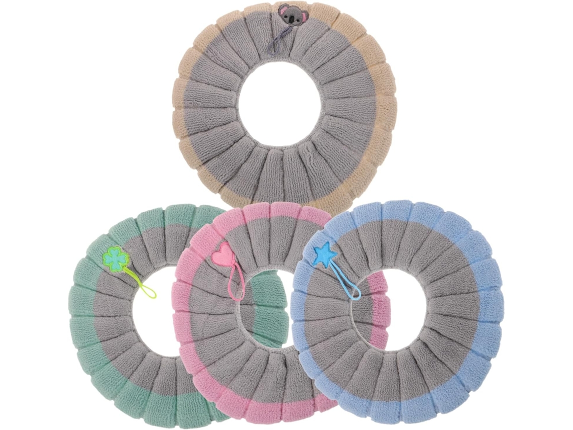 Juego de 4 fundas de asiento de inodoro de felpa, cojín cálido, suave y lavable con asa para un baño Slowmoose