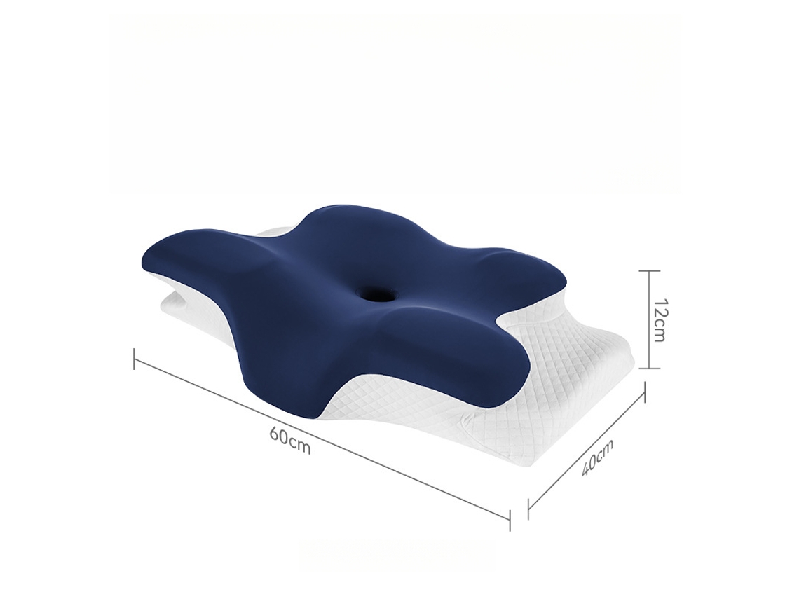 Almohada Cervical Ergonómica De Espuma Viscoelástica Transpirable Para Dormir (azul Marino) Cuich