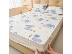 Protector De Colchón Impermeable Czhhmart Con Diseño De Dibujos Animados. 150 Cm X 200 Cm (incluye Un Par De Fundas De Almohada). Elefante.