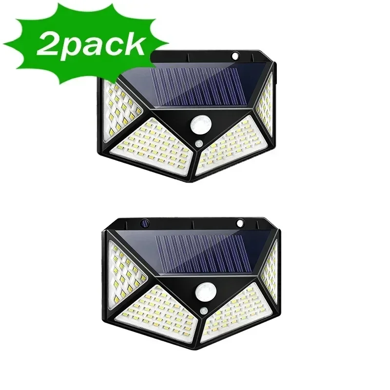 Apliques solares de pared de 1/2/4/8 pulgadas con 100 LED y sensor de movimiento, IP65, para escaleras, jardín e iluminación exterior. Aeuzwr
