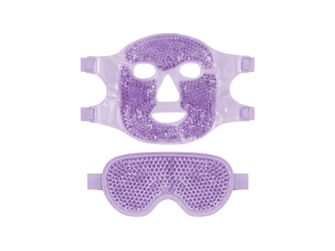 Mascarilla facial de hielo refrescante para reducir la hinchazón, aliviar el dolor, migraña, paquete caliente/frío con respaldo de felpa suave, c