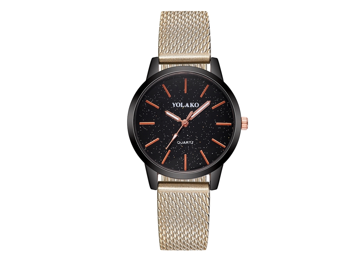 Reloj Yolako Para Mujer, Correa De Plástico, Movimiento De Cuarzo, Diseño De Cielo Estrellado, Oro Rosa.