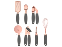 Juego de utensilios de cocina coloridos (7 piezas), utensilios de acero inoxidable recubiertos de cobre NEVEANCE