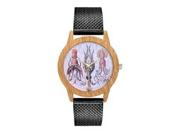 Reloj De Pulsera Unisex De Malla Con Patrón Único Cuarzo Zhoulianfa Negro