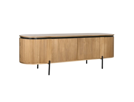 Mueble de TV HOME ESPRIT Negro Natural Metal Madera de Paulonia 180 x 40 x 55 cm