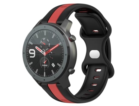 Correa de reloj inteligente para Amazfit GTR 47 mm 22 mm Hebilla de mariposa de silicona bicolor (negro + rojo)