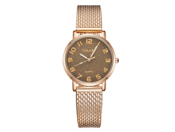Reloj De Pulsera De Cuarzo Para Mujer Yolako Con Correa De Plástico En Oro Rosa Y Marrón.