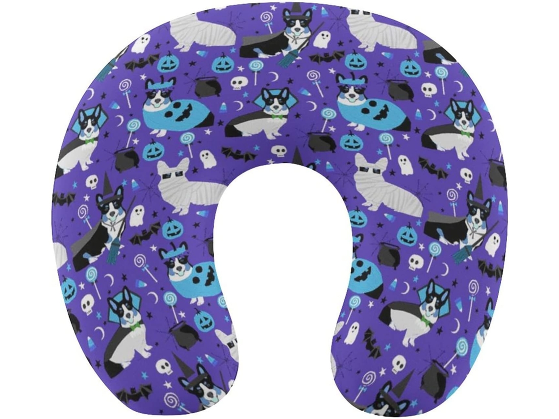 Almohada Viaje Corgi Halloween, Espuma Viscoelástica Viscoelástica Fácil Relajación Cómodos