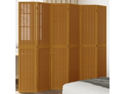 Biombo | Pared divisoria de 6 paneles de madera maciza de paulownia marrón WSD741579 Lovely Home