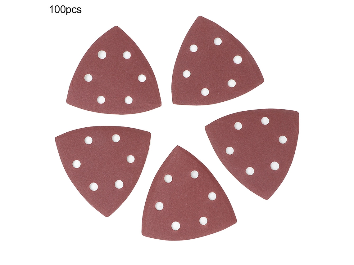 100 Piezas Lija Triangular De Alúmina 6 Agujeros 180 Hoja De Lija Abrasiva Para Lijar Y Pulir