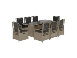 Maison Exclusive - Set Comedor De Jardín 9 Pzas Cojines Ratán Sintético Gris Claro