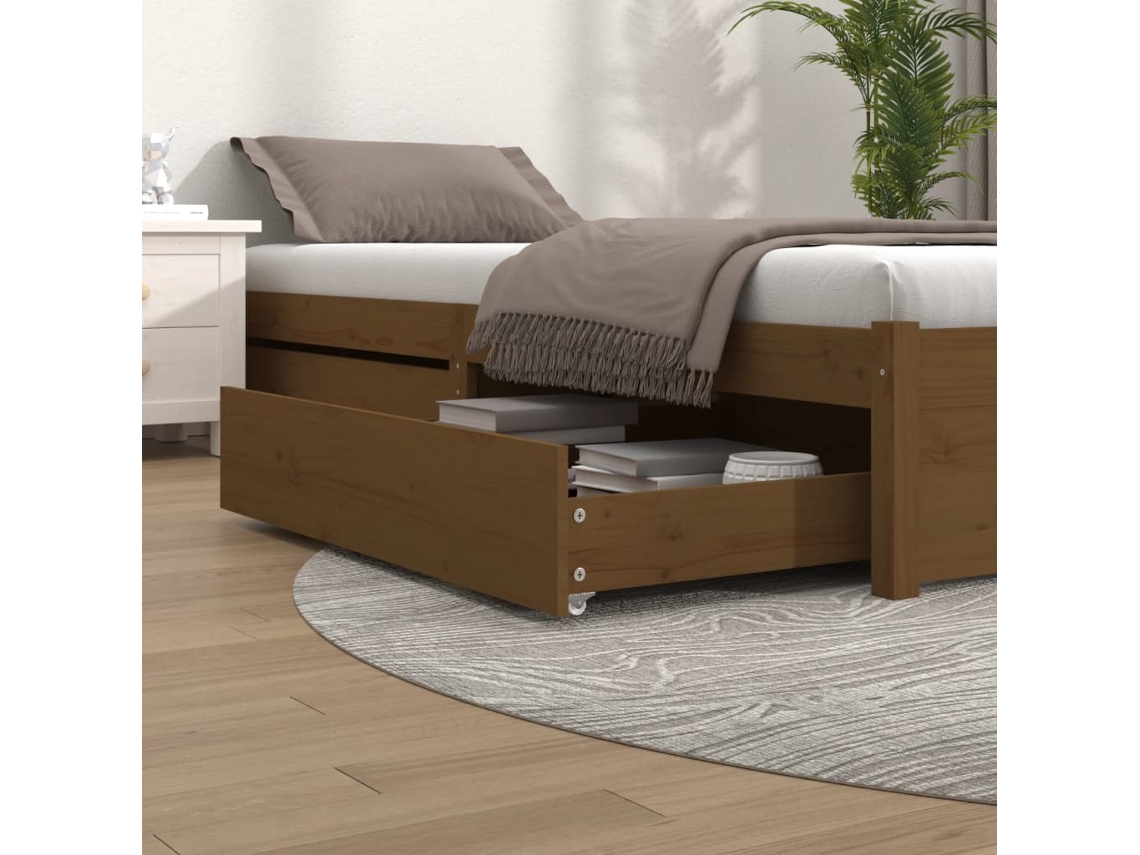 Cajones De Cama 2 Unidades Madera Maciza De Pino Marrón Miel