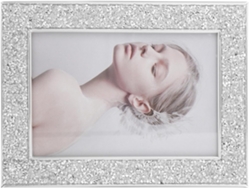 Marco de fotos GOKOCO de 5 pulgadas, de metal plateado, con revestimiento electrolítico brillante, efecto diamante y cristal retro.