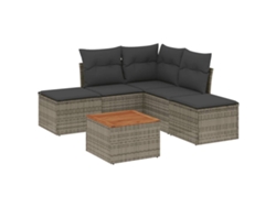 Conjunto 6 de muebles de jardín VIDAXL y cojines ratán sintético gris
