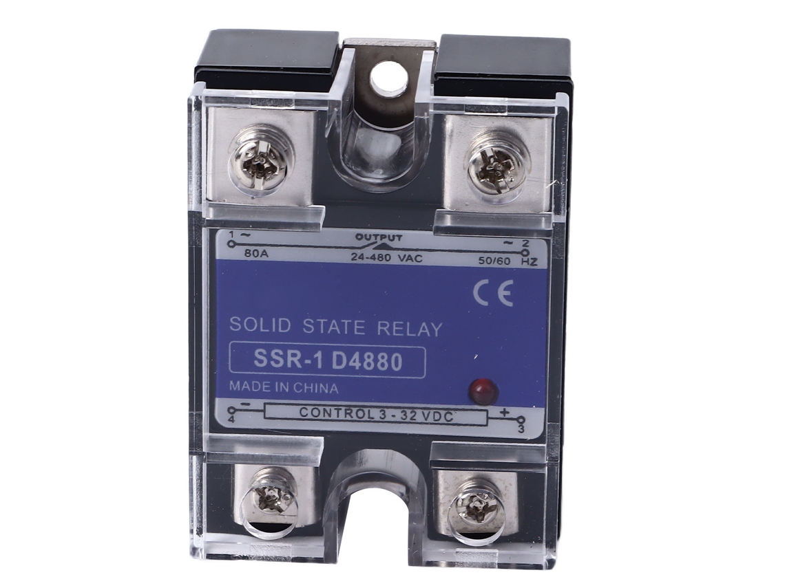 Relé De Estado Sólido Monofásico Cc A Ca Ssr 80a Regulador De Voltaje Entrada 3-32 V Cc Carga 24-480 V Ca